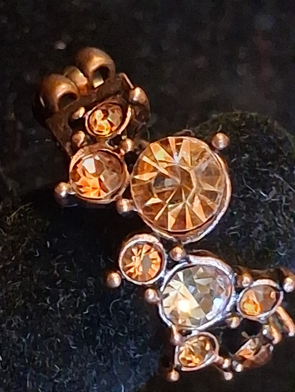 Paparazzi Copper Tone Champagne Crystal Cluster Stretch Ring